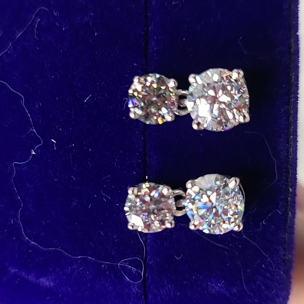 Moissanite Round Brillant Petite Dangle Earrings